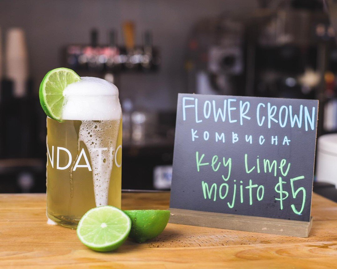 We’re so excited to join forces with @flowercrownkombucha! 
Our current selection is this refreshing Key Lime Mojito, so you can feel like you’re sitting on a beach in Key West (rather than dealing with this cold and rainy weekend). 
We